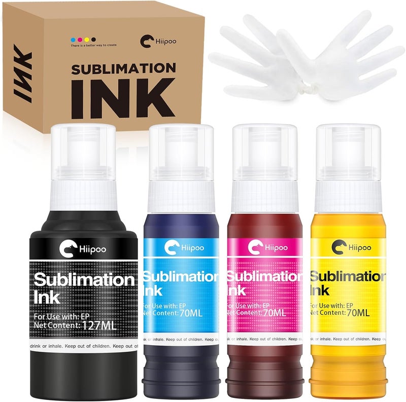 Hiipoo Sublimation Ink Refilled Bottles Compatible for ET2400 ET-2800 ET2720 ET2760 ET2750 ET4800 ET-2803 ET-2850 Inkjet Printers Heat Press Transfer on Mugs T-Shirts - Image 1